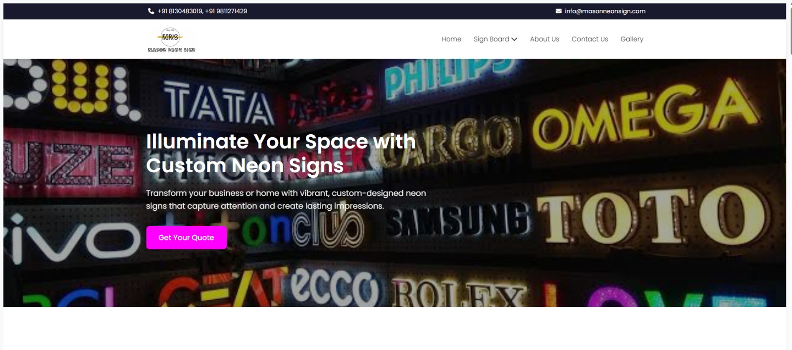 Masson Neon Sign Website